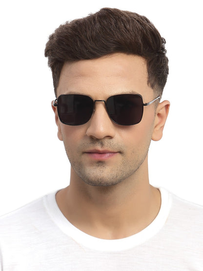 Black Metal Square UV Sunglass for Men