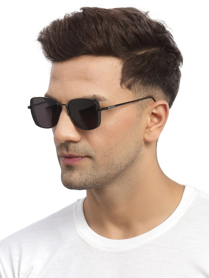 Black Metal Square UV Sunglass for Men