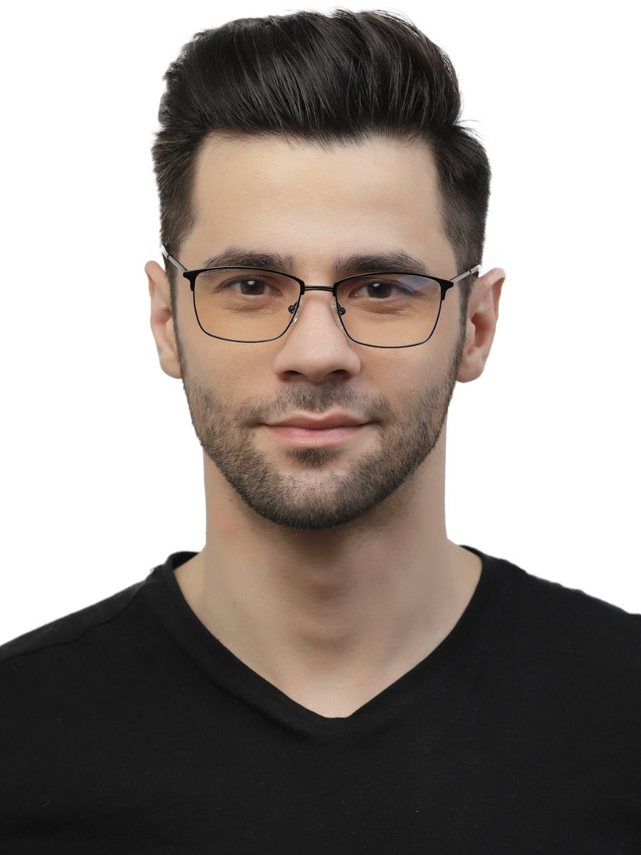 Black Rectangle Eyeglasses for Men