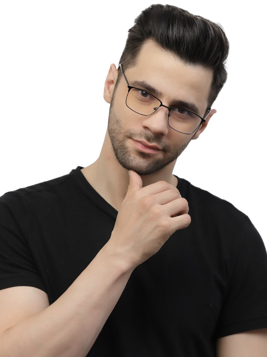 Black Rectangle Eyeglasses for Men