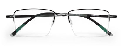 Black Silver Rectangle Half Rim Frame for Men