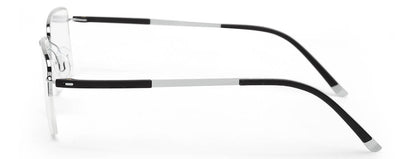 Black Silver Rectangle Half Rim Frame for Men