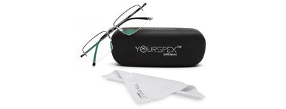 Black Silver Rectangle Half Rim Frame for Men