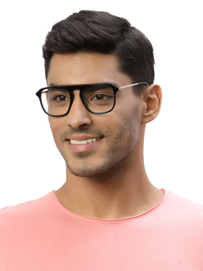 Black Square Full Rim Acetate Frame for Men
