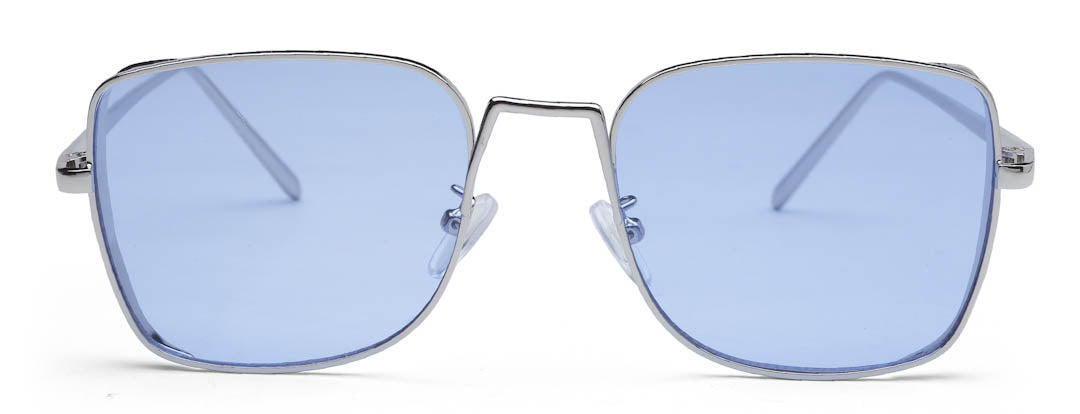 Blue Metal Square UV Sunglass for Women and Men