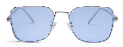 Blue Metal Square UV Sunglass for Women and Men