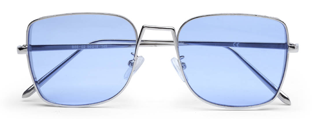 Blue Metal Square UV Sunglass for Women and Men