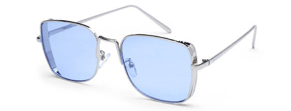 Blue Metal Square UV Sunglass for Women and Men