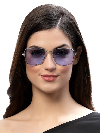 Blue Metal Square UV Sunglass for Women and Men