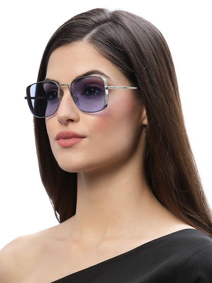 Blue Metal Square UV Sunglass for Women and Men