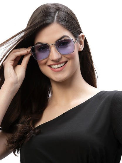 Blue Metal Square UV Sunglass for Women and Men