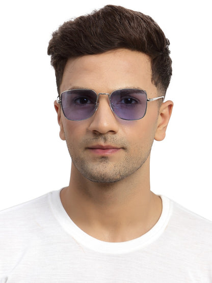 Blue Metal Square UV Sunglass for Women and Men