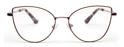 Brown Cateye Style Metal Women Eyeglasses Frame