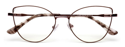 Brown Cateye Style Metal Women Eyeglasses Frame