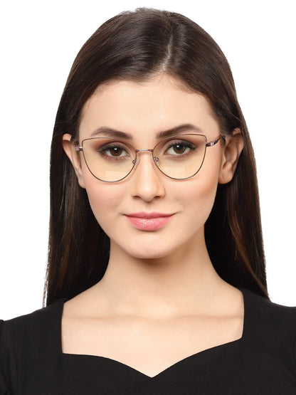 Brown Cateye Style Metal Women Eyeglasses Frame