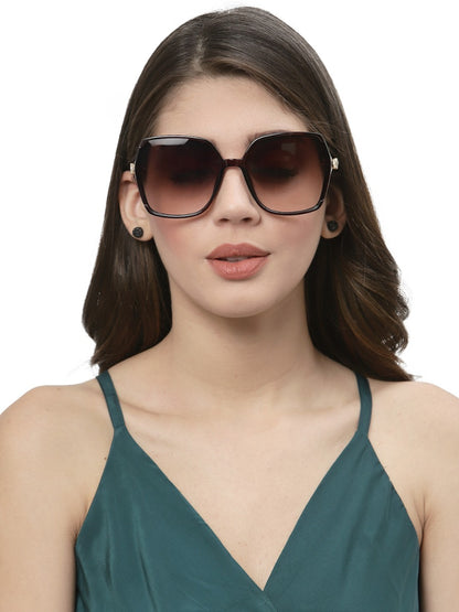 Brown Irregular Shaped UV Sunglass for Women