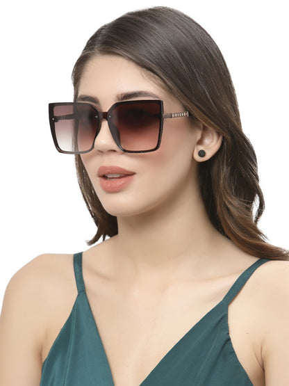 Brown Large Square UV Sunglass for Women