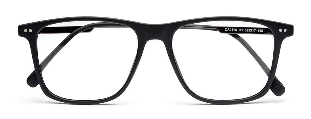 Black Matte Full-Rim Rectangle Glasses for Men & Women