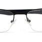 Black Rectangle Half-Rim Glasses for Men