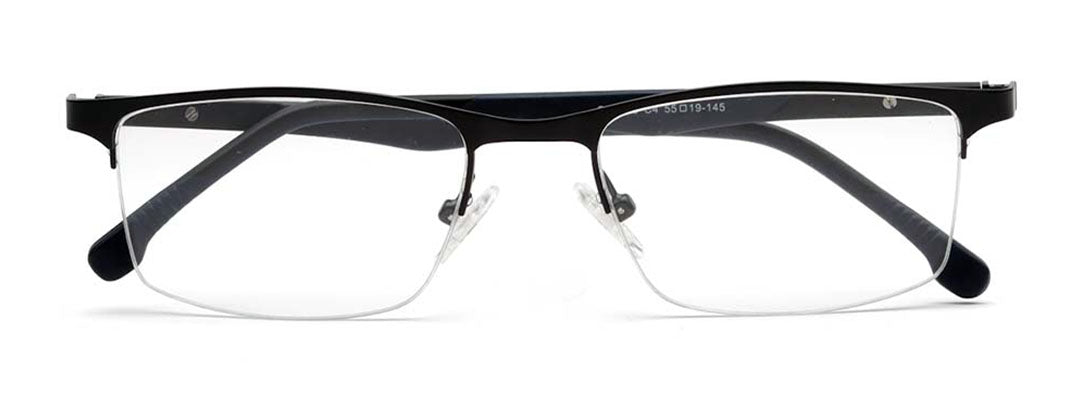 Black Rectangle Half-Rim Glasses for Men