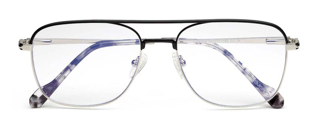 Black Full-Rim Square Metal Eyeglass Frames for Men
