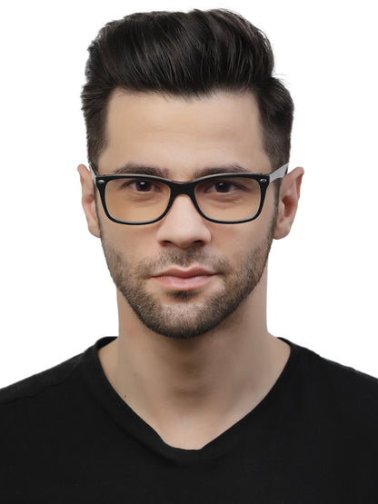 Charcoal Grey Rectangle Eyeglasses for Men