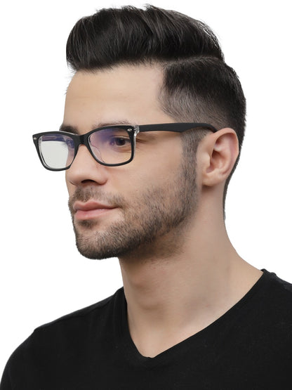 Charcoal Grey Rectangle Eyeglasses for Men