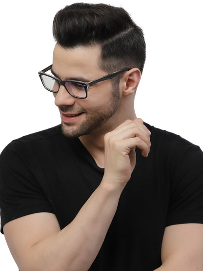 Charcoal Grey Rectangle Eyeglasses for Men