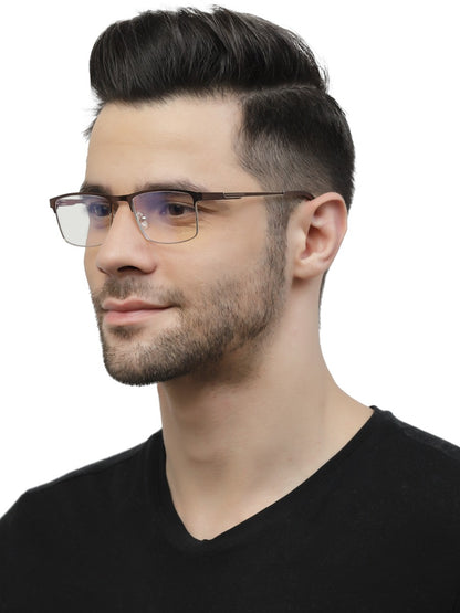 Copper Gold Rectangle Eyeglasses for Men