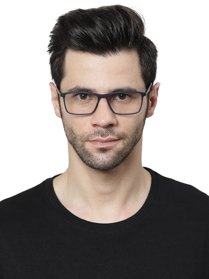 Dark Blue Matte YourSpex Flex Rectangle Eyeglass for Men