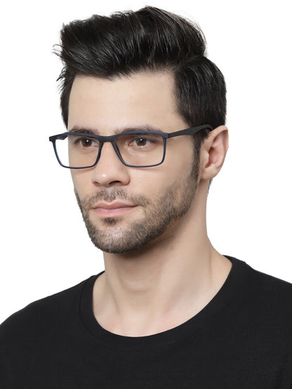 Dark Blue Matte YourSpex Flex Rectangle Eyeglass for Men