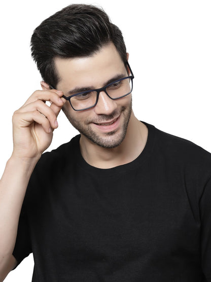 Dark Blue Matte YourSpex Flex Rectangle Eyeglass for Men