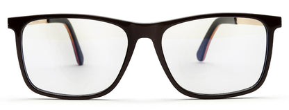 Dark Brown Gold Rectangle Eyeglasses for Men