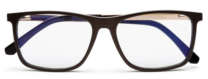 Dark Brown Gold Rectangle Eyeglasses for Men