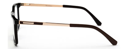 Dark Brown Gold Rectangle Eyeglasses for Men