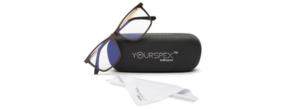 Dark Brown Gold Rectangle Eyeglasses for Men