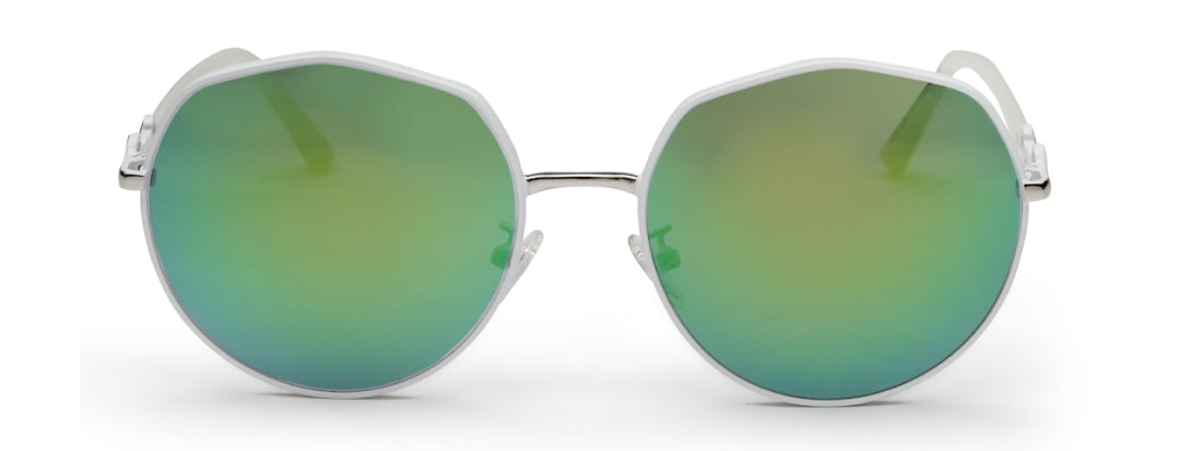 Blue-Green Mirrored Oval 400UV Protected Sunglasses For Women