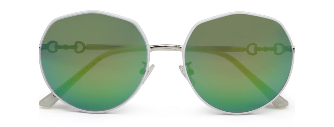 Blue-Green Mirrored Oval 400UV Protected Sunglasses For Women