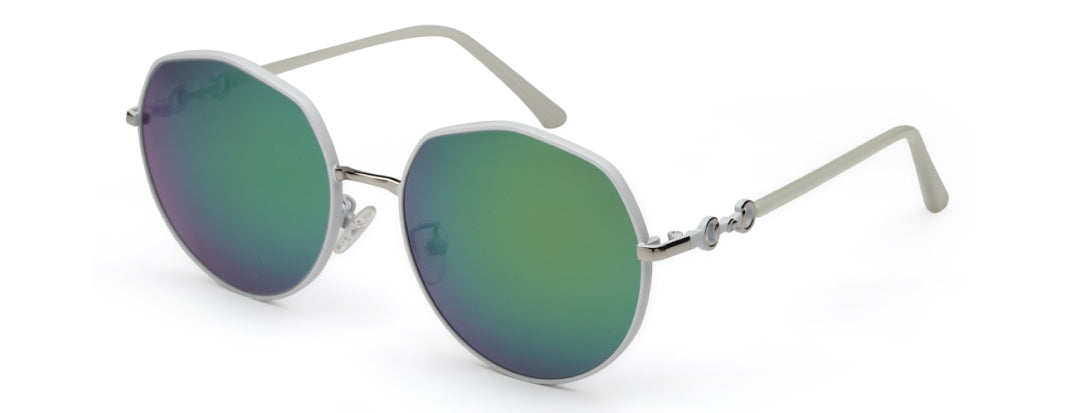 Blue-Green Mirrored Oval 400UV Protected Sunglasses For Women