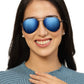 Blue Mirrored 400 UV Protected Aviator Sunglasses For Men & Women