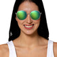 Blue-Green Mirrored Oval 400UV Protected Sunglasses For Women