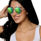 Blue-Green Mirrored Oval 400UV Protected Sunglasses For Women