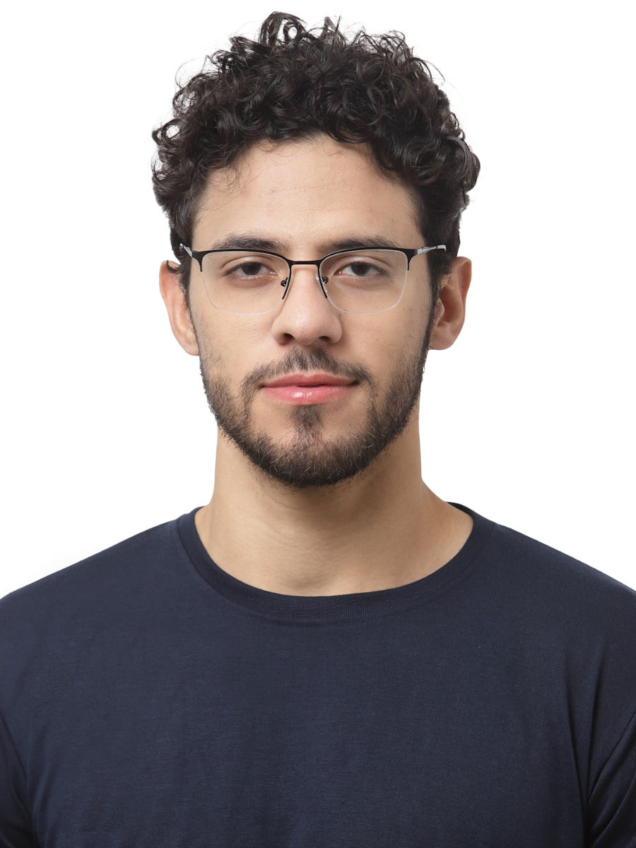 First Rack Rimless Frame For Men Black Wayfarer Half Rim Frame For Men & Women