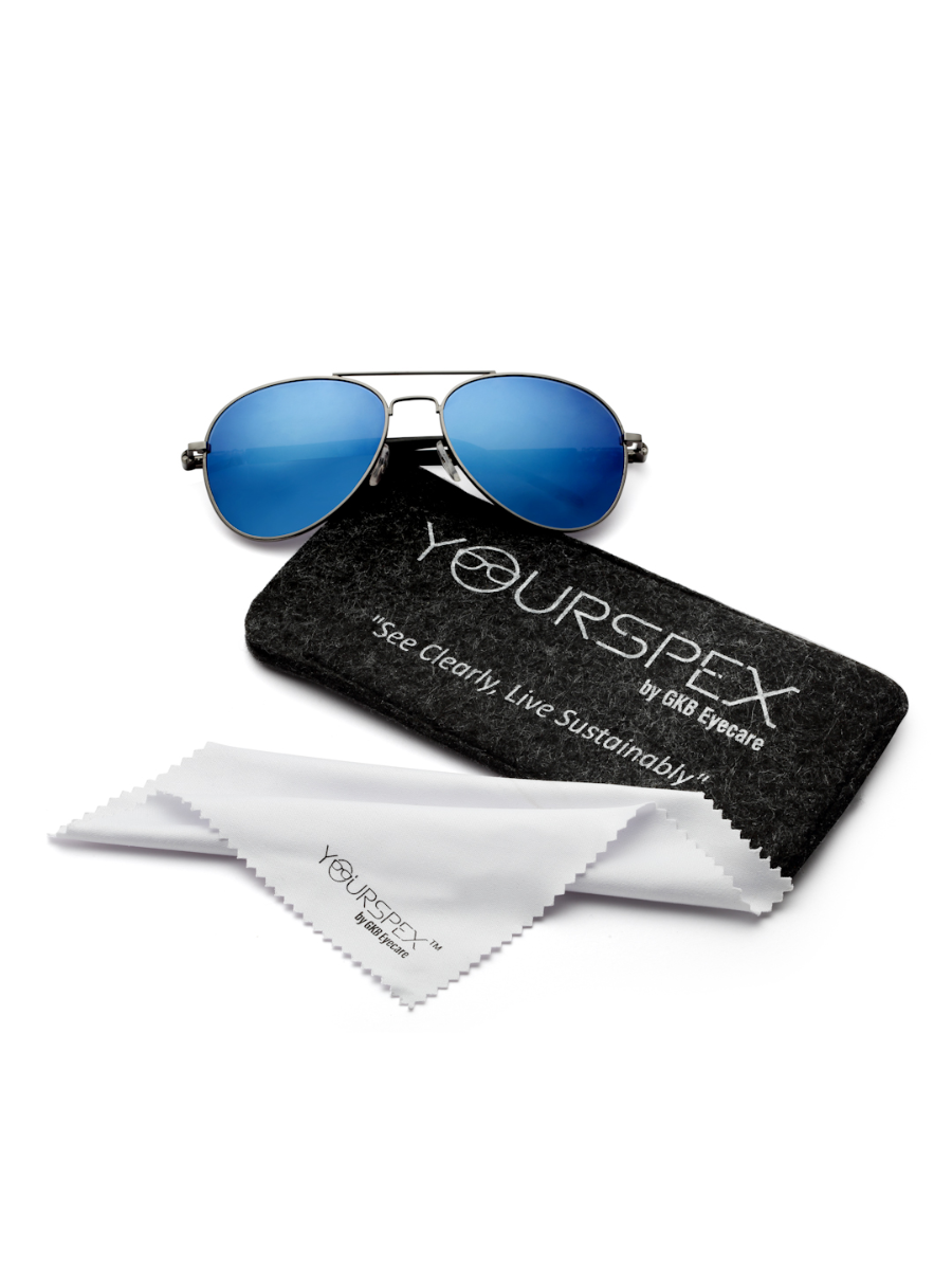 Blue Mirrored 400 UV Protected Aviator Sunglasses For Men & Women