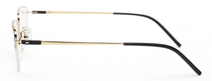 Gold Black Rectangle Half Rim Metal Frame for Men