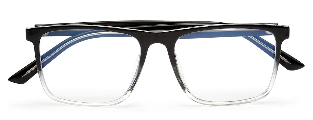 Gradient Black and Transparent Square Eyeglasses for Men