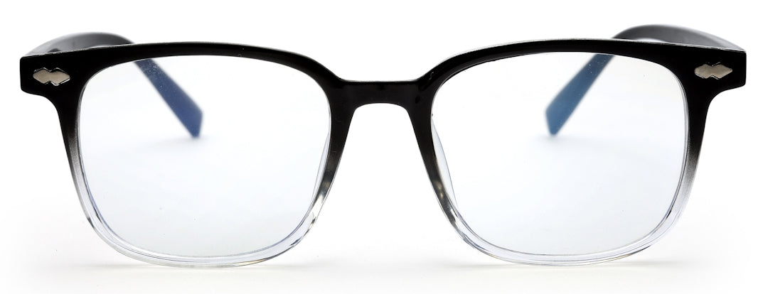 Gradient Black and Transparent Square Eyeglasses for Men and Women