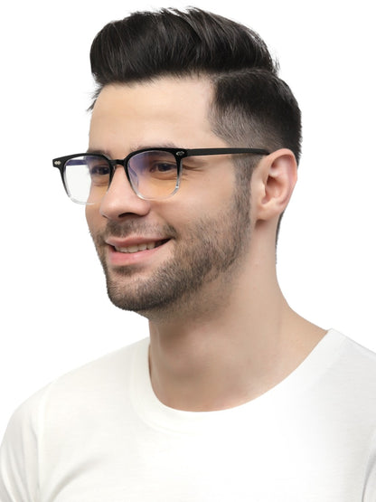 Gradient Black and Transparent Square Eyeglasses for Men and Women