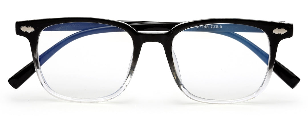 Gradient Black and Transparent Square Eyeglasses for Men and Women