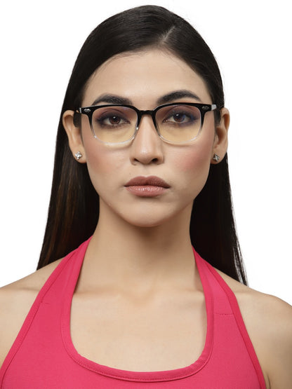 Gradient Black and Transparent Square Eyeglasses for Men and Women